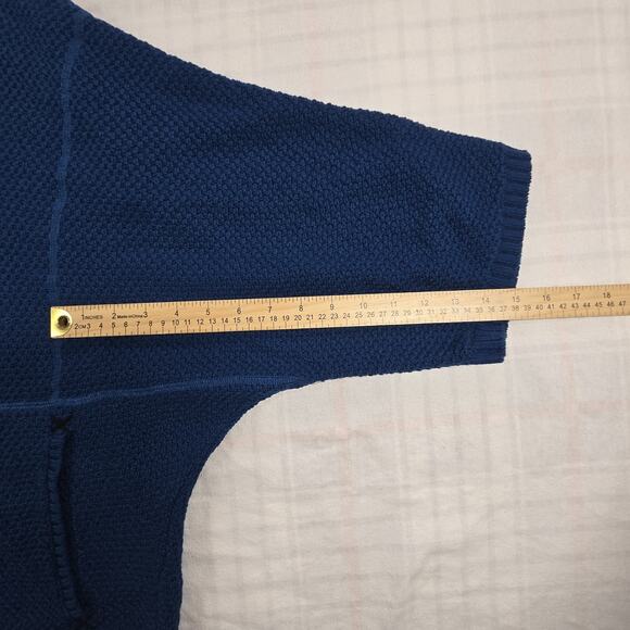 Habitat Womens Cowl Neck Waffle Knit Poncho Top Lagenlook Baltic Blue M/L - Picture 6 of 12